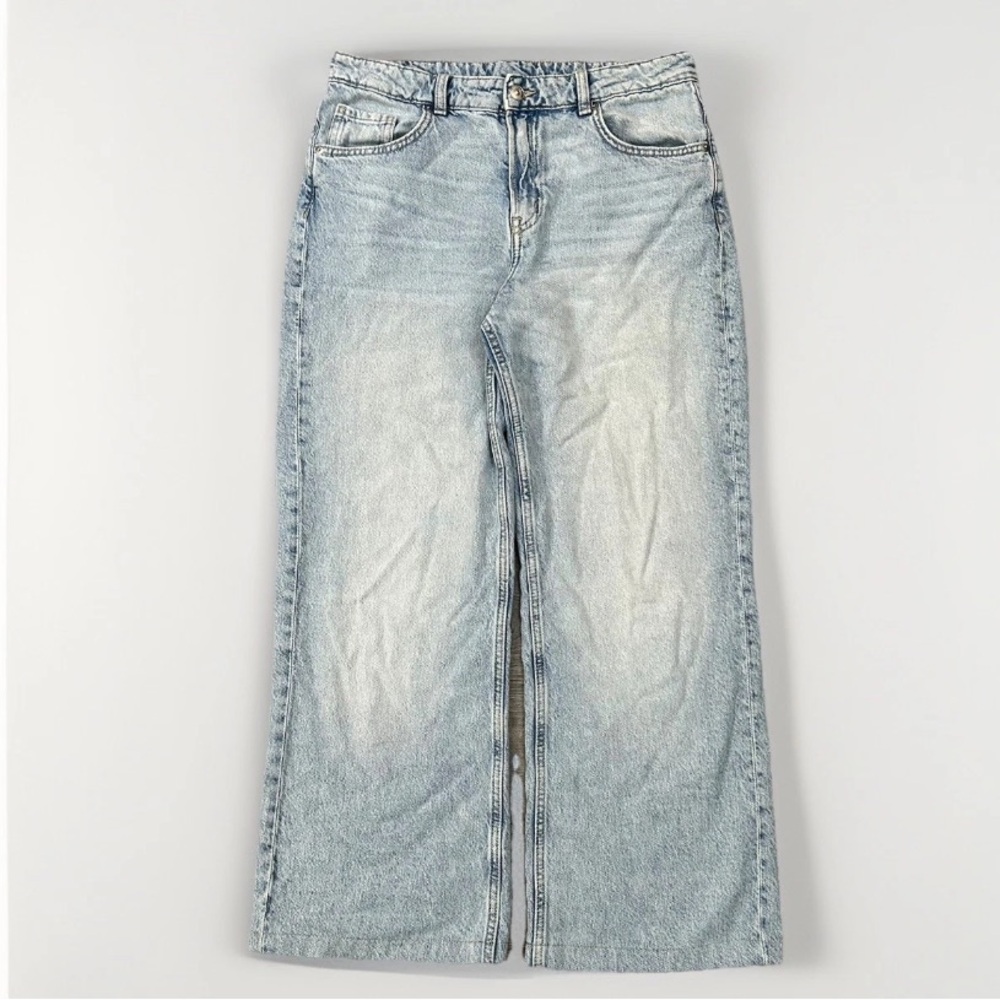 H&M Divided Womens Size 8 Light Wash Baggy Wide Leg Relaxed Retro 90s Jeans EUC